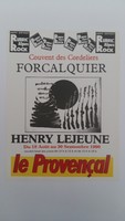 Affiche pour l'exposition <strong><em>Henry Lejeune</em></strong> , au Couvent des Cordeliers (Forcalquier) , du 18 août au 30 septembre 1990.